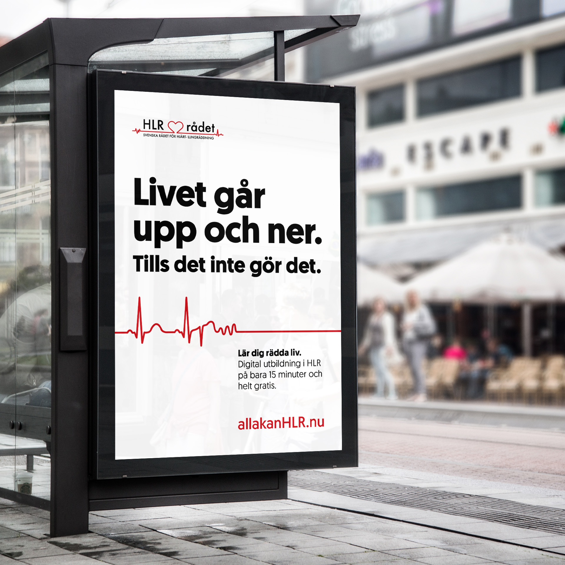 Livet går upp och ner. Tills det inte gör det. Kampanj för Svenska HLR-rådet.
